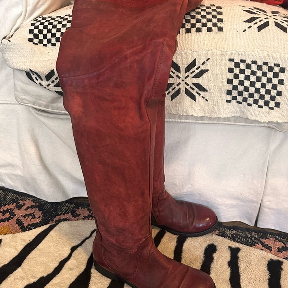 A.S.98 Red Over the Knee Leather Boots - Picture 4 of 7